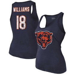 Caleb Williams Chicago Bears Majestic Threads Tri-Blend-Tanktop mit U-Ausschnitt und Name und Nummer für Damen – Marineblau