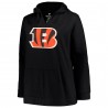 Joe Burrow Cincinnati Bengals Profile Damen-Pullover-Kapuzenpullover mit Spielernamen und -nummer in Übergröße – Schwarz