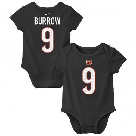 Joe Burrow Cincinnati Bengals Nike Bodysuit mit Spielernamen und Nummer für Neugeborene und Kleinkinder – Schwarz