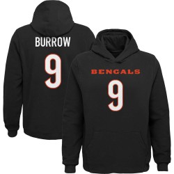 Joe Burrow Cincinnati Bengals Youth Mainliner Spielername und Nummer Pullover Hoodie – Schwarz