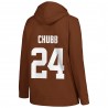 Nick Chubb Cleveland Browns Profile Damen-Pullover-Kapuzenpullover mit Spielernamen und -nummer in Übergröße – Braun