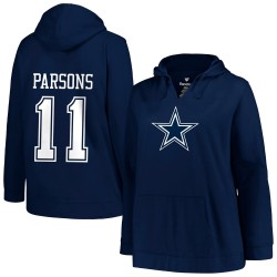 Micah Parsons Dallas Cowboys Profile Damen-Pullover-Kapuzenpullover mit Spielernamen und -nummer in Übergröße – Marineblau