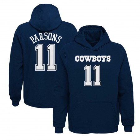 Micah Parsons Dallas Cowboys Youth Mainliner Spielername und Nummer Pullover Hoodie – Marineblau