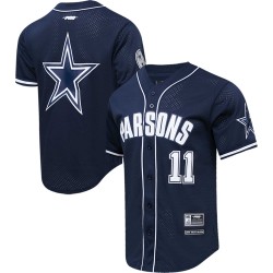 Micah Parsons Dallas Cowboys Pro Standard Mesh-Baseballtrikot mit Knöpfen – Marineblau