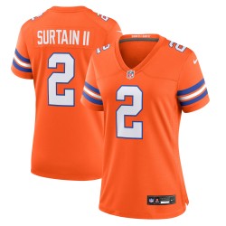 Patrick Surtain II Denver Broncos Nike Damen-Spieltrikot „Mile High Collection 1977 Throwback“ – Orange