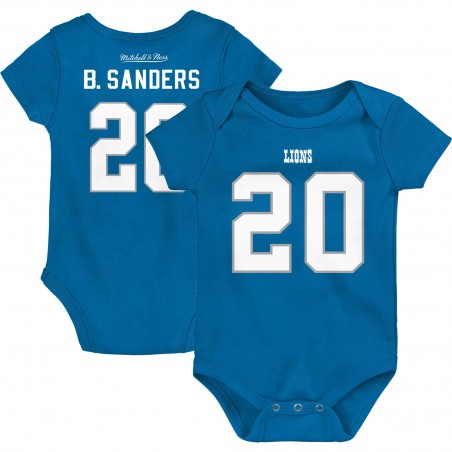 Barry Sanders Detroit Lions Mitchell & Ness Retro-Body mit Namen und Nummer für Neugeborene und Kleinkinder – Blau