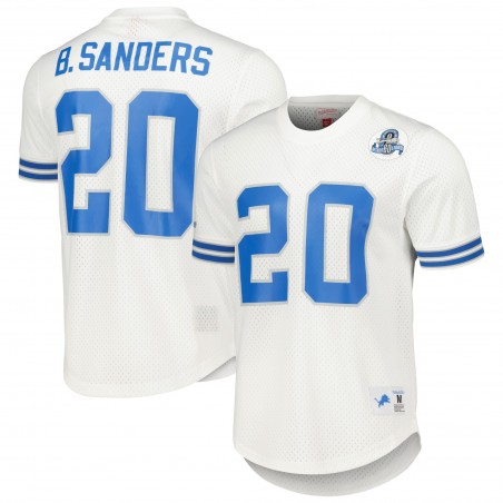 Barry Sanders Detroit Lions Mitchell & Ness Netzoberteil mit Name und Nummer des pensionierten Spielers – Weiß