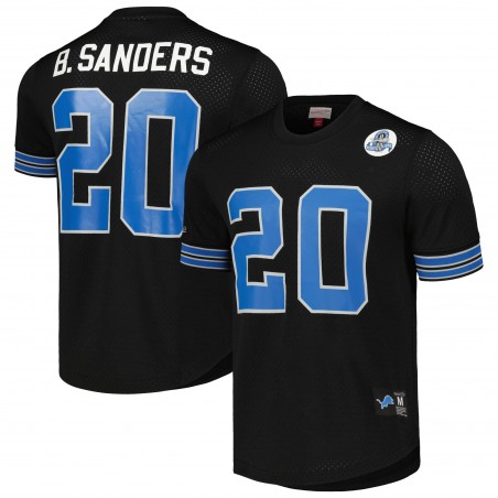 Barry Sanders Detroit Lions Mitchell & Ness Netzoberteil mit Name und Nummer des pensionierten Spielers – Schwarz