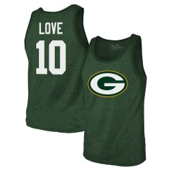 Jordan Love Green Bay Packers Majestic Threads Tri-Blend-Tanktop mit Spielernamen und -nummer – Grün