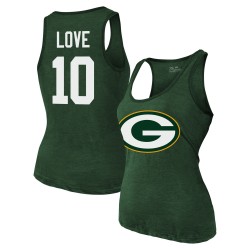 Jordan Love Green Bay Packers Majestic Threads Tri-Blend-Tanktop mit Namen und Nummer für Damen – Grün