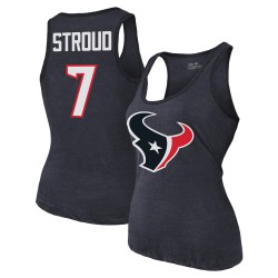 C.J. Stroud Houston Texans Majestic Threads Tri-Blend-Tanktop mit Namen und Nummer für Damen – Marineblau