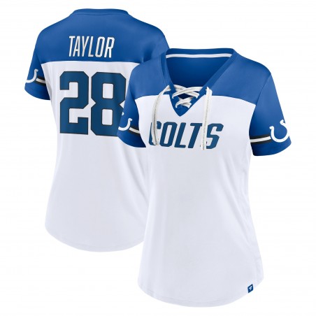 Jonathan Taylor Indianapolis Colts Fanatics Damen-Oberteil Athena mit Namen und Nummer und V-Ausschnitt – Weiß