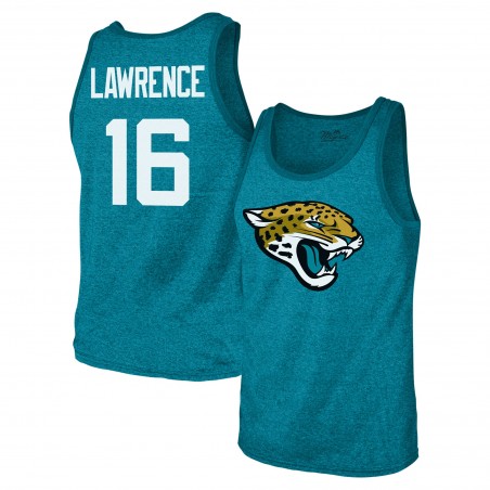 Trevor Lawrence Jacksonville Jaguars Majestic Threads Tri-Blend-Tanktop mit Spielernamen und -nummer – Blaugrün