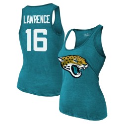 Trevor Lawrence Jacksonville Jaguars Majestic Threads Tri-Blend-Tanktop mit Namen und Nummer für Damen – Blaugrün