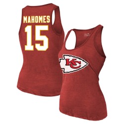 Patrick Mahomes Kansas City Chiefs Majestic Threads Tri-Blend-Tanktop mit Namen und Nummer für Damen – Rot