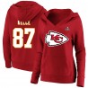 Travis Kelce Kansas City Chiefs Fanatics Super Bowl LVIII Damen-Fleece-Pullover-Hoodie mit Namen und Nummer in Übergröße – Rot