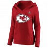 Travis Kelce Kansas City Chiefs Fanatics Super Bowl LVIII Damen-Fleece-Pullover-Hoodie mit Namen und Nummer in Übergröße – Rot