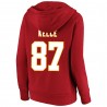 Travis Kelce Kansas City Chiefs Fanatics Super Bowl LVIII Damen-Fleece-Pullover-Hoodie mit Namen und Nummer in Übergröße – Rot