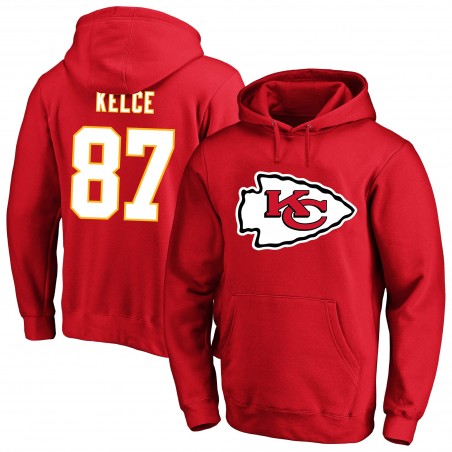 Travis Kelce Kansas City Chiefs Fanatics Big & Tall Fleece-Pullover-Hoodie mit Namen und Nummer – Rot