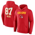 Travis Kelce Kansas City Chiefs Team Wordmark Spielername und Nummer Pullover Hoodie – Rot