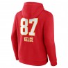 Travis Kelce Kansas City Chiefs Team Wordmark Spielername und Nummer Pullover Hoodie – Rot