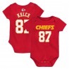 Travis Kelce Kansas City Chiefs Baby-Mainliner-Body mit Spielernamen und Nummer – Rot