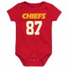 Travis Kelce Kansas City Chiefs Baby-Mainliner-Body mit Spielernamen und Nummer – Rot