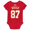 Travis Kelce Kansas City Chiefs Baby-Mainliner-Body mit Spielernamen und Nummer – Rot