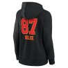 Travis Kelce Kansas City Chiefs Damen-Pullover-Hoodie mit Team-Wordmark-Spielername und -nummer – Schwarz