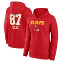 Travis Kelce Kansas City Chiefs Damen-Pullover-Kapuzenpullover mit Wortmarke und Spielernummer – Rot