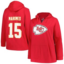 Patrick Mahomes Kansas City Chiefs Profile Damen-Pullover-Hoodie mit Spielernamen und -nummer in Übergröße – Rot