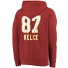 Travis Kelce Kansas City Chiefs Majestic Threads Super Bowl LVIII Spielername und Nummer Tri-Blend Pullover Hoodie – Rot