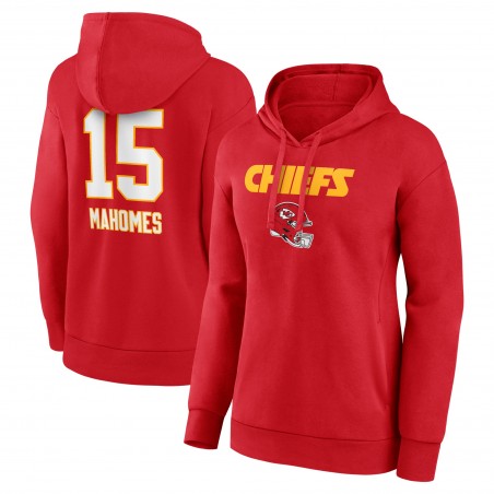 Patrick Mahomes Kansas City Chiefs Frauen-Team-Wordmark-Pullover-Hoodie mit Name und Nummer – Rot