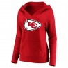 Travis Kelce Kansas City Chiefs Fanatics Damen-Pullover-Hoodie mit V-Ausschnitt und Spielernamen und -nummer in Übergröße – Rot