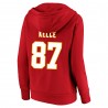 Travis Kelce Kansas City Chiefs Fanatics Damen-Pullover-Hoodie mit V-Ausschnitt und Spielernamen und -nummer in Übergröße – Rot