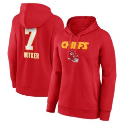 Harrison Butker Kansas City Chiefs Damen-Pullover-Hoodie mit Wortmarke und Spielernamen und -nummer – Rot