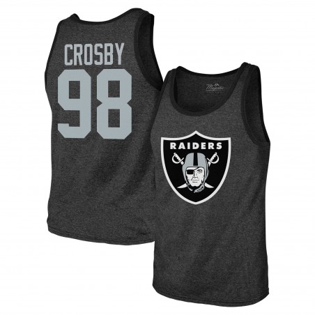 Maxx Crosby Las Vegas Raiders Majestic Threads Tri-Blend-Tanktop mit Spielernamen und -nummer – Schwarz