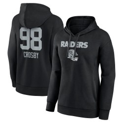 Maxx Crosby Las Vegas Raiders Damen-Pullover-Hoodie mit Team-Wordmark-Spielername und -Nummer – Schwarz