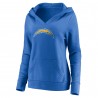 Justin Herbert Los Angeles Chargers Fanatics Damen-Pullover-Hoodie mit Spielersymbol, Name und Nummer, V-Ausschnitt – Puderblau