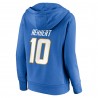 Justin Herbert Los Angeles Chargers Fanatics Damen-Pullover-Hoodie mit Spielersymbol, Name und Nummer, V-Ausschnitt – Puderblau