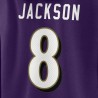 Lamar Jackson Baltimore Ravens Fanatics Damen-Pullover-Hoodie mit Spielersymbol, Name und Nummer – Lila