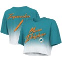 Tua Tagovailoa Miami Dolphins Majestic Threads Dip-Dye-Crop-Top mit Spielernamen und Nummer für Damen – Aqua/Weiß