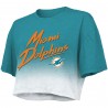 Tua Tagovailoa Miami Dolphins Majestic Threads Dip-Dye-Crop-Top mit Spielernamen und Nummer für Damen – Aqua/Weiß