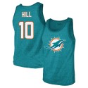 Tyreek Hill Miami Dolphins Majestic Threads Tri-Blend-Tanktop mit Spielernamen und -nummer – Aqua