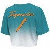 Tua Tagovailoa Miami Dolphins Majestic Threads Dip-Dye-Crop-Top mit Spielernamen und Nummer für Damen – Aqua/Weiß