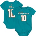 Tyreek Hill Miami Dolphins Mainliner-Body mit Spielernamen und Nummer für Neugeborene und Kleinkinder – Aqua