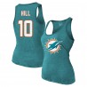 Tyreek Hill Miami Dolphins Majestic Threads Tri-Blend-Tanktop mit Namen und Nummer für Damen – Aqua