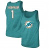 Tua Tagovailoa Miami Dolphins Majestic Threads Name & Number Tri-Blend Tank Top – Aqua