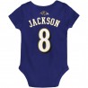 Lamar Jackson Baltimore Ravens Mainliner-Body mit Spielernamen und Nummer für Neugeborene und Kleinkinder – Lila