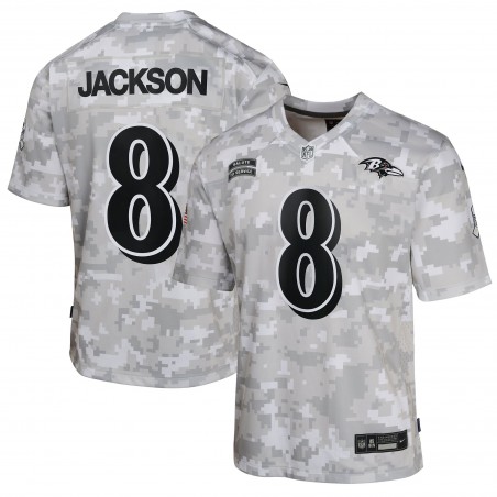 Lamar Jackson Baltimore Ravens Nike Jugend 2024 Salute to Service Spieltrikot – Arctic Camo